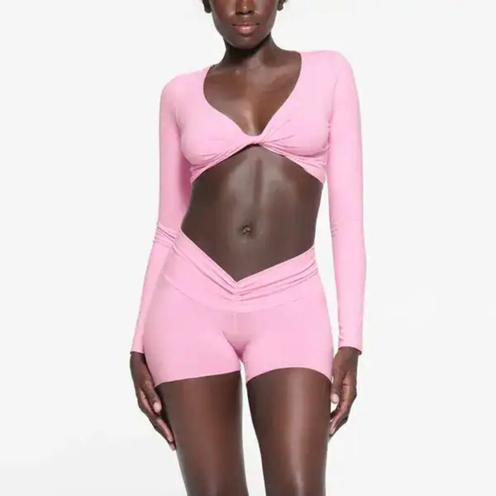 NWT Skims Cotton Twist Long Sleeve Top Cotton Candy Size XS
